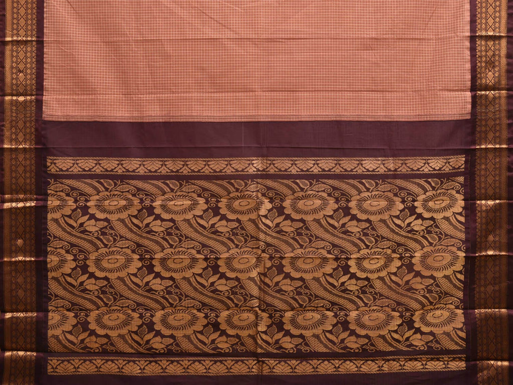 Light Brown and Brown Gadwal Cotton Handloom Saree with Border and Pallu Design No Blouse g0380