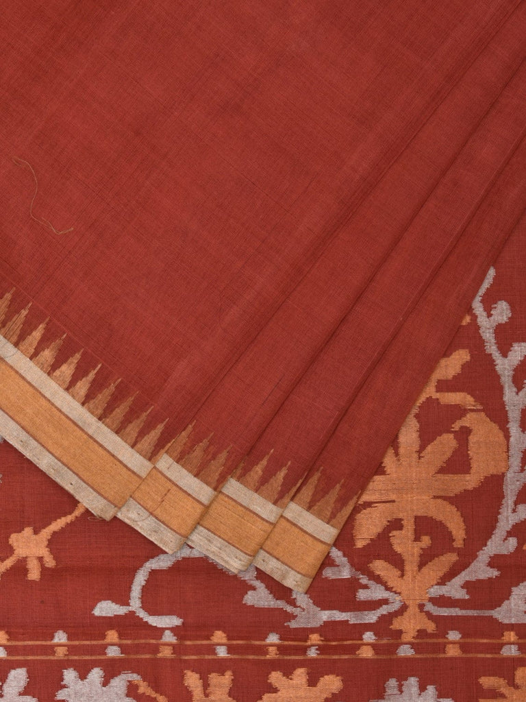 Light Brown Khadi Cotton Handloom Saree with Mango Pallu Design kh0673