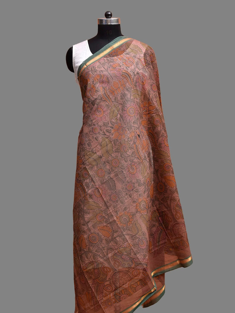 Light Brown Venkatagiri Cotton Dupatta with Kalamkari Print Design ds3906