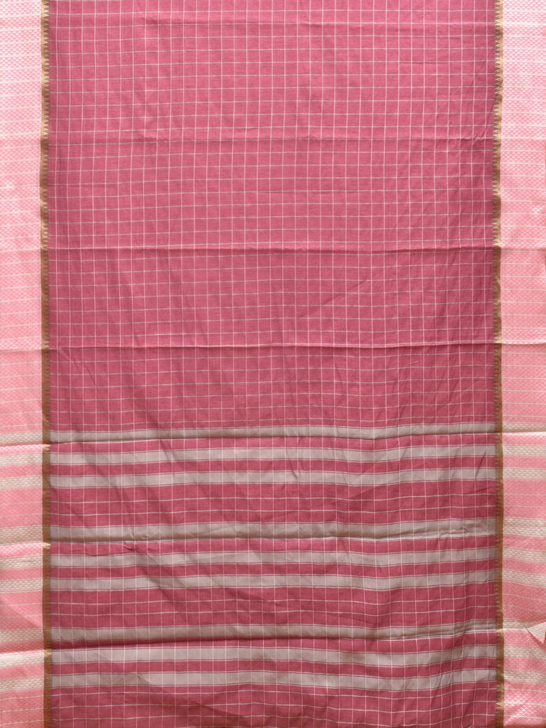 Light Burgundy and Baby Pink Bamboo Cotton Saree with Big Checks Design No Blouse bc0386