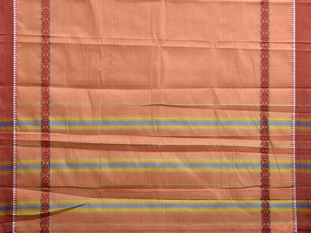 Light Fawn Narayanpet Cotton Handloom Saree with Strips and Big Border Design No Blouse np1324