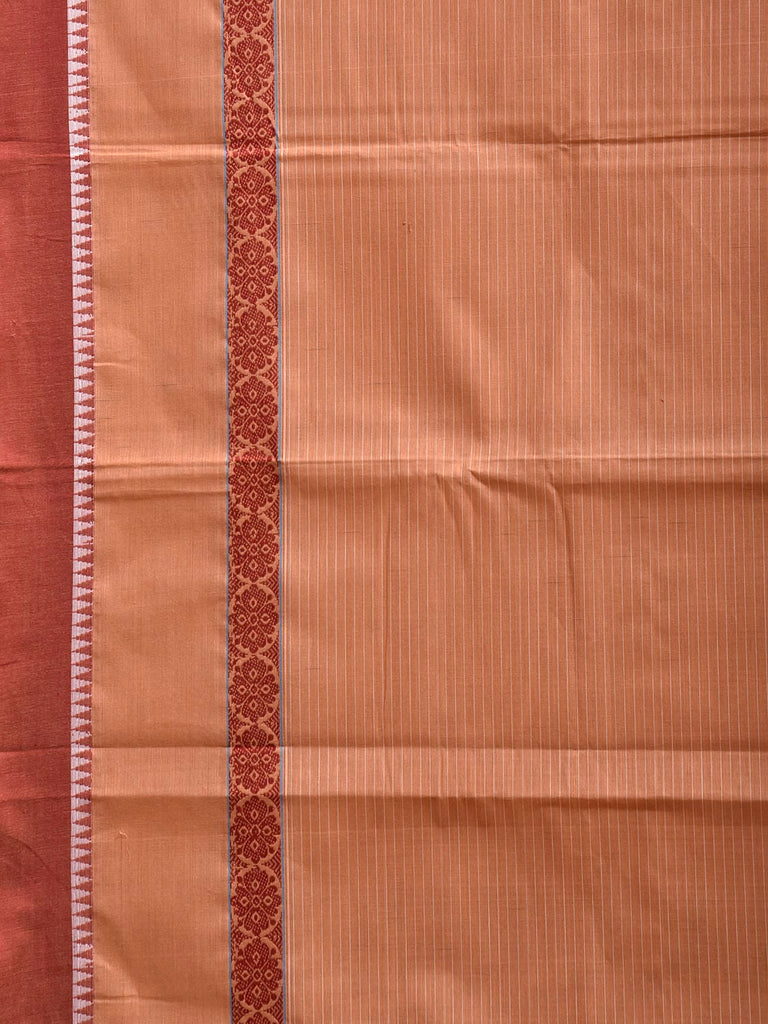 Light Fawn Narayanpet Cotton Handloom Saree with Strips and Big Border Design No Blouse np1324