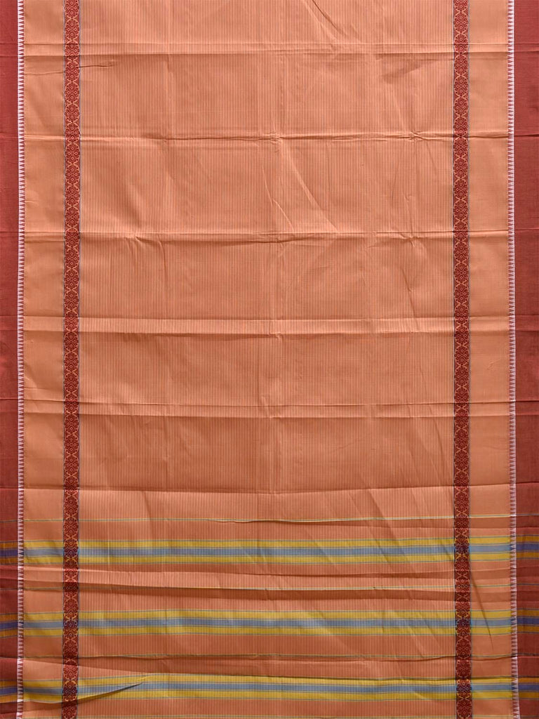 Light Fawn Narayanpet Cotton Handloom Saree with Strips and Big Border Design No Blouse np1324