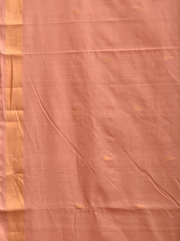 Light Fawn Uppada Cotton Handloom Saree with Aashavali Pallu Design u2488