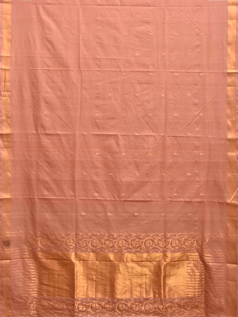 Light Fawn Uppada Cotton Handloom Saree with Aashavali Pallu Design u2488