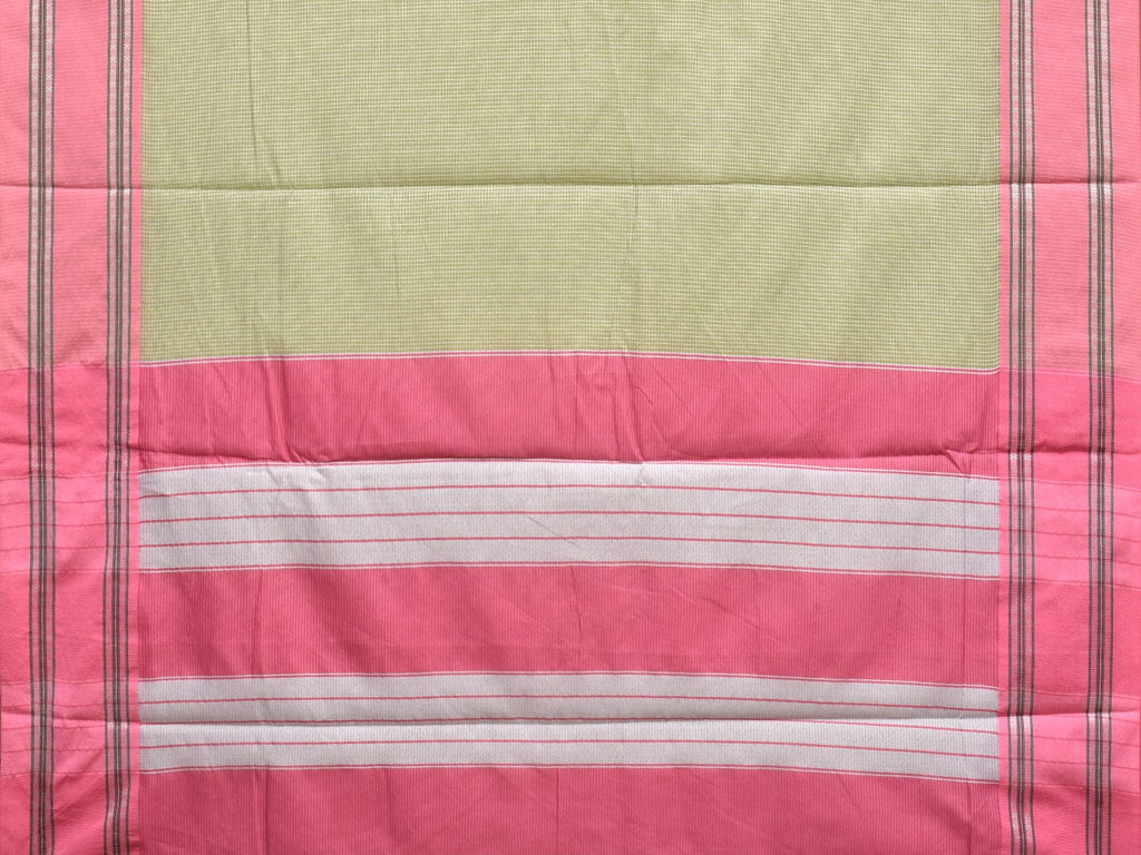 Light Green and Baby Pink Bamboo Cotton Saree with Small Checks Design No Blouse bc0288