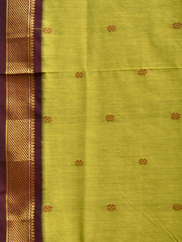Light Green and Dark Red Gadwal Cotton Viscose Saree with Pallu Design g0601