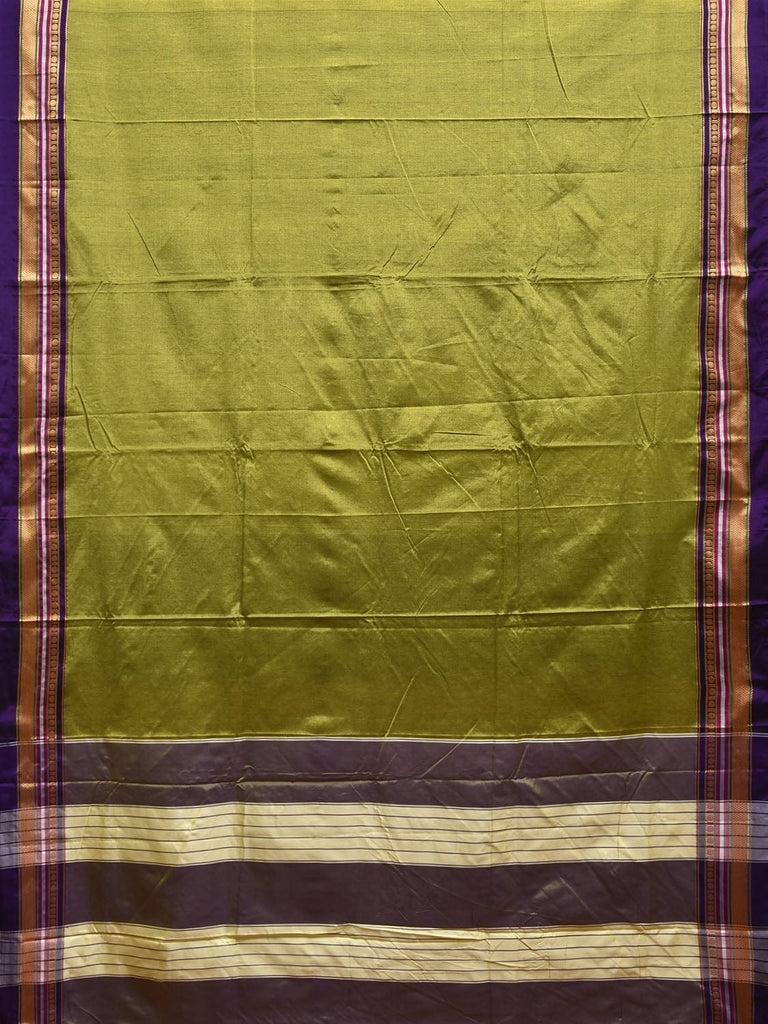 Light Green and Navy ilkal Cotton Viscose Saree with Strips Pallu and Border Design No Blouse il0039