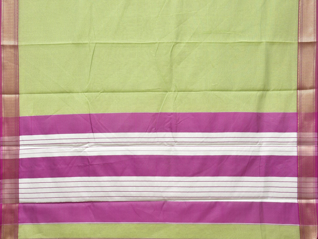 Light Green and Purple Bamboo Cotton Saree with Strips Design No Blouse bc0183