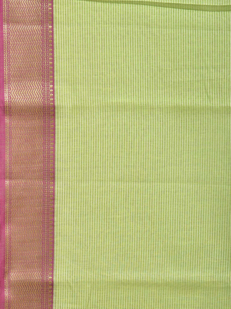 Light Green and Purple Bamboo Cotton Saree with Strips Design No Blouse bc0183