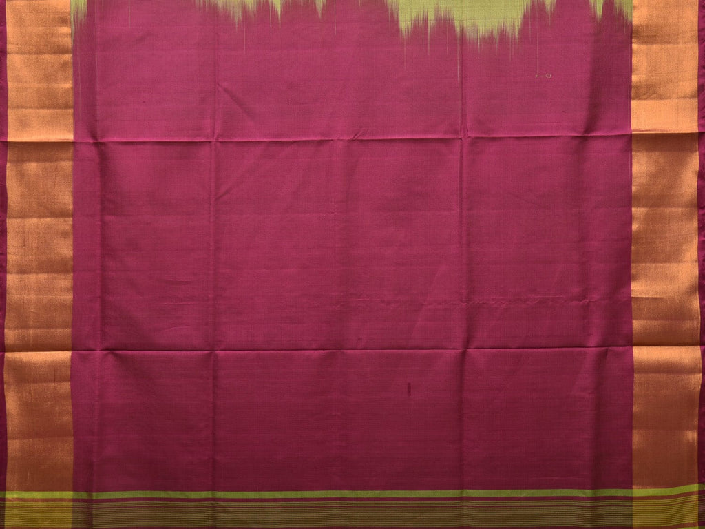 Light Green and Wine Uppada Silk Handloom Plain Saree with Contrast Pallu Design u2113