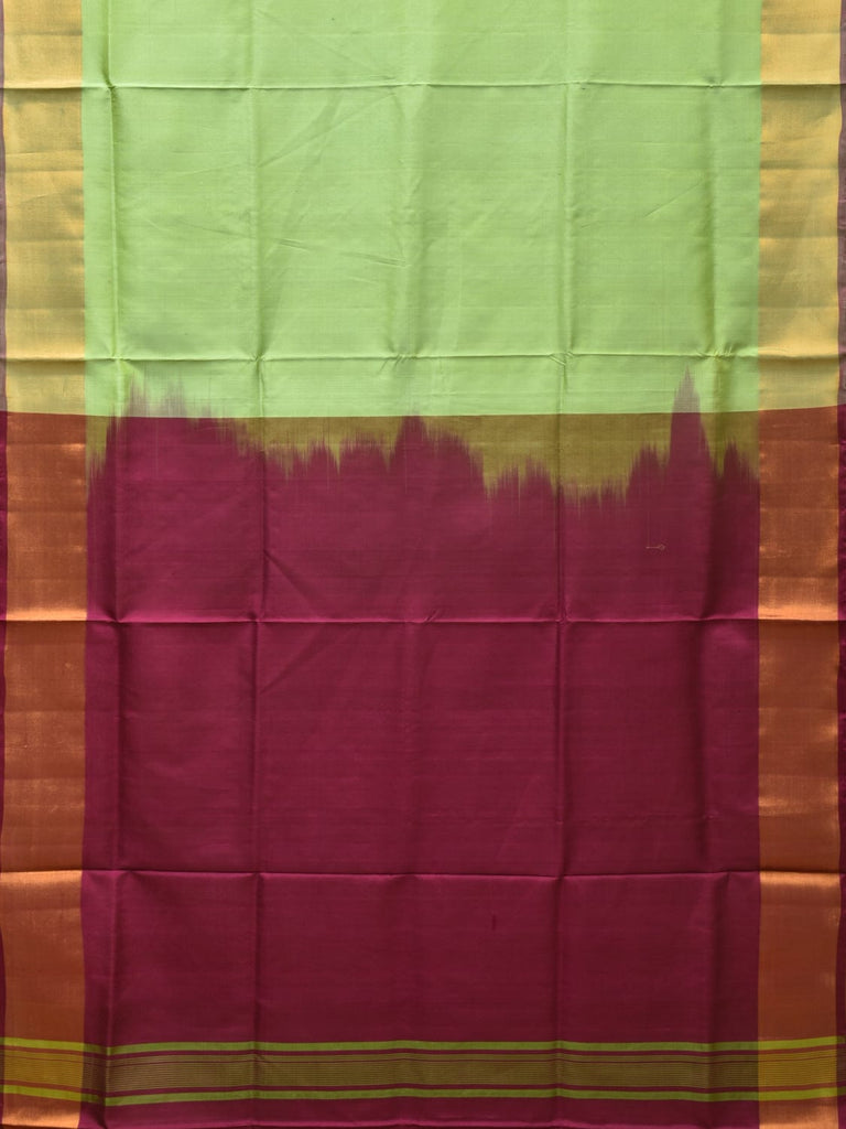 Light Green and Wine Uppada Silk Handloom Plain Saree with Contrast Pallu Design u2113