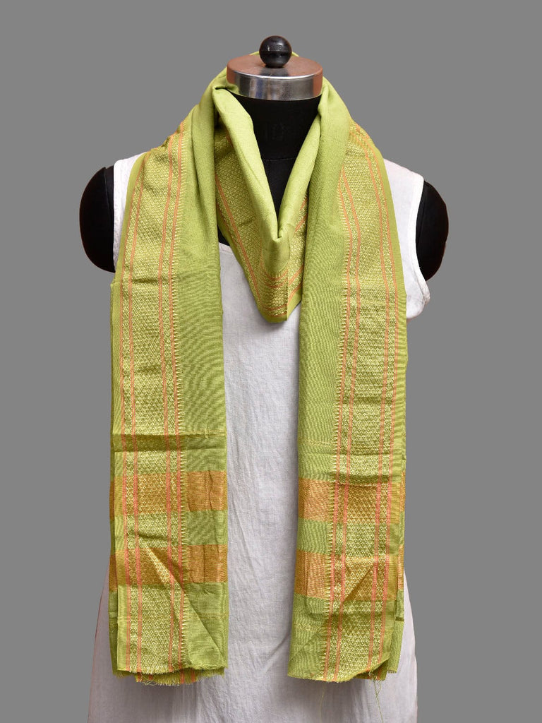 Light Green Bamboo Cotton Dupatta with Zari Border ds3876