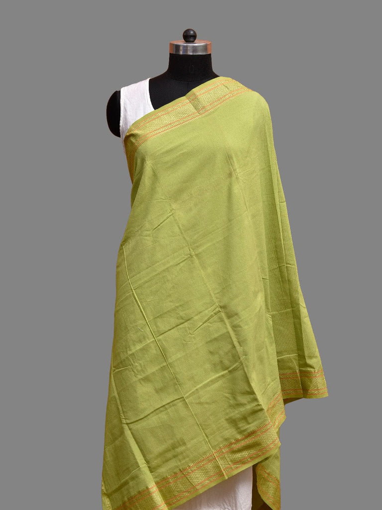 Light Green Bamboo Cotton Dupatta with Zari Border ds3876