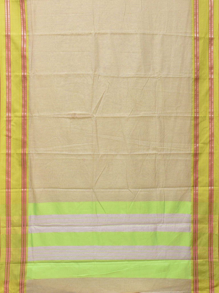 Light Green Bamboo Cotton Saree with Checks Design bc0146