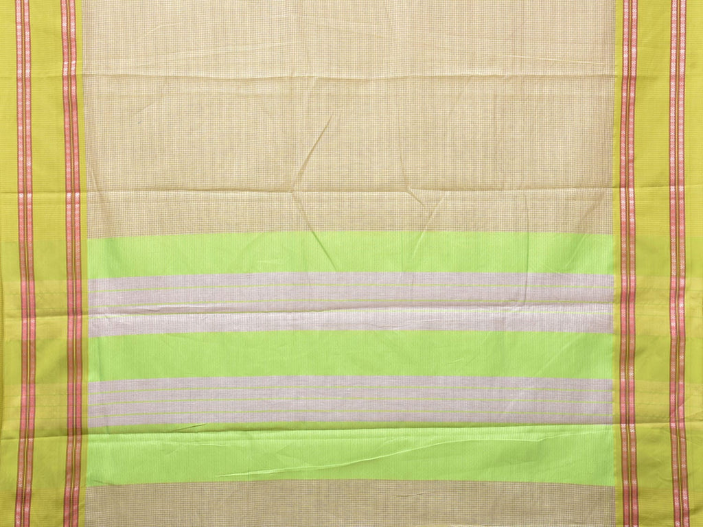 Light Green Bamboo Cotton Saree with Checks Design bc0146