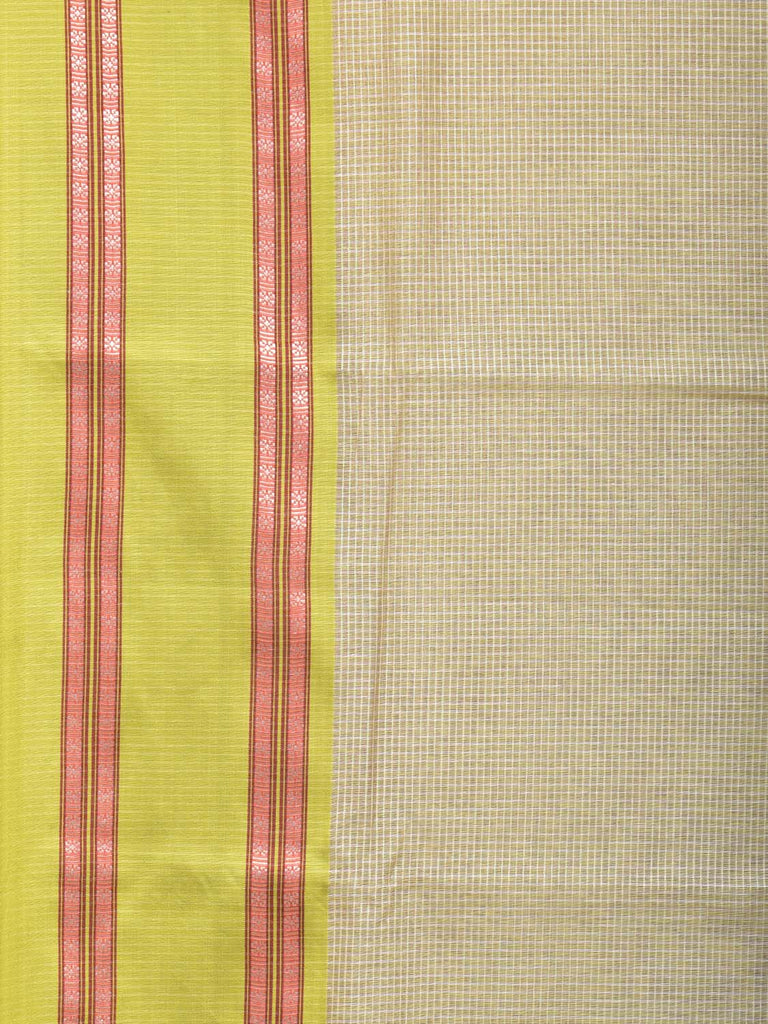 Light Green Bamboo Cotton Saree with Checks Design bc0146