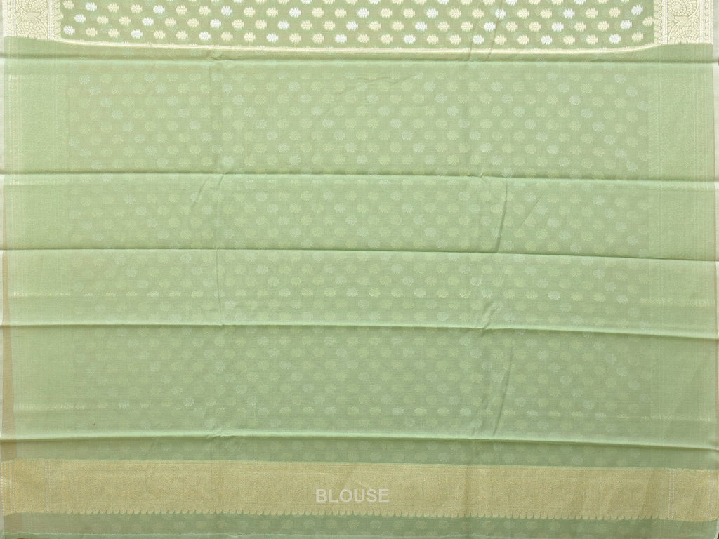 Light Green Cut Work Cotton Silk Saree with All Over Banaras Design o0392