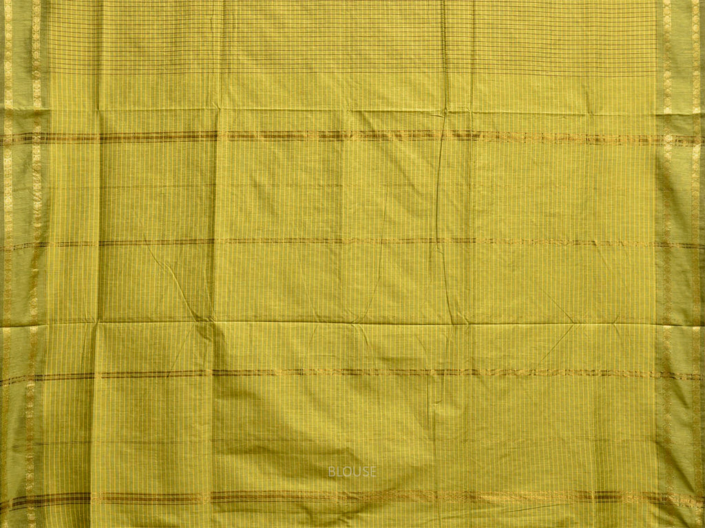 Light Green Gadwal Cotton Viscose Saree with Checks and Doby Border Design g0596