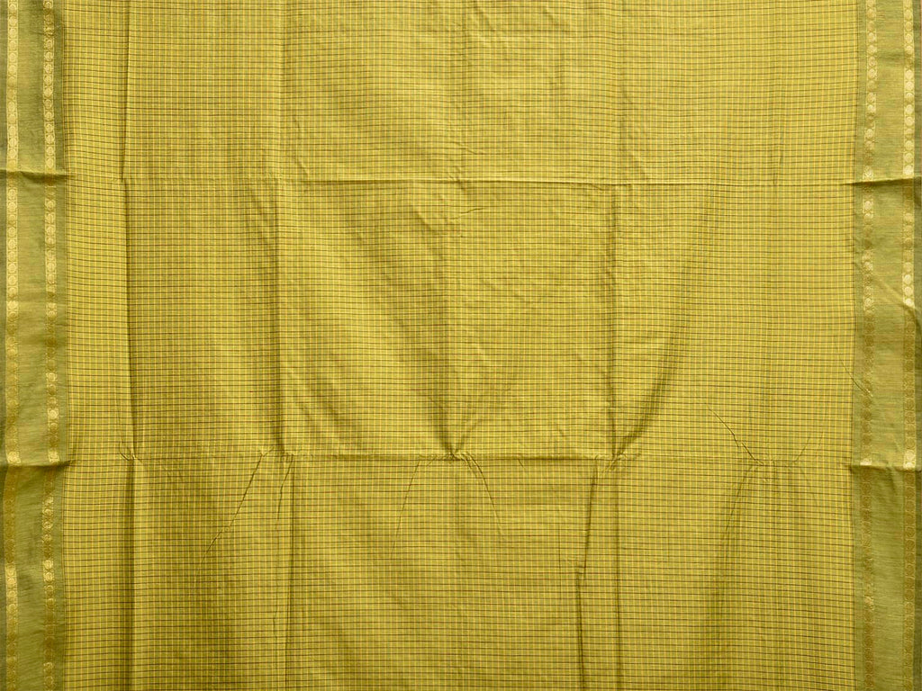 Light Green Gadwal Cotton Viscose Saree with Checks and Doby Border Design g0596