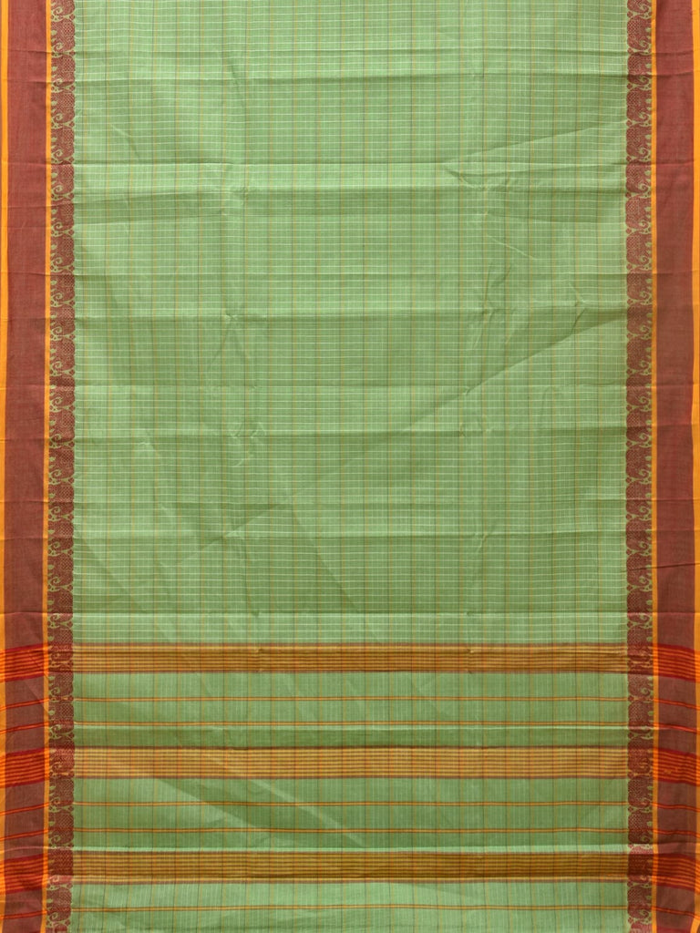 Light Green Narayanpet Cotton Handloom Saree with Elephant Border Design No Blouse np0783