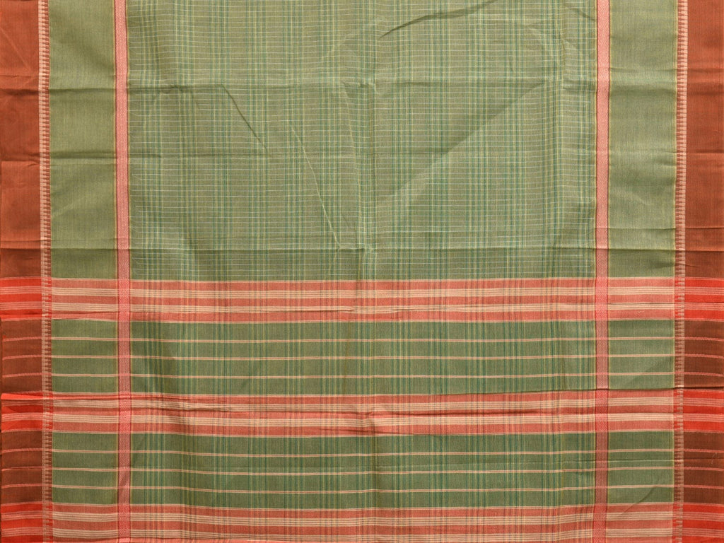 Light Green Narayanpet Cotton Handloom Saree with Strips and Big Border Design No Blouse np0871