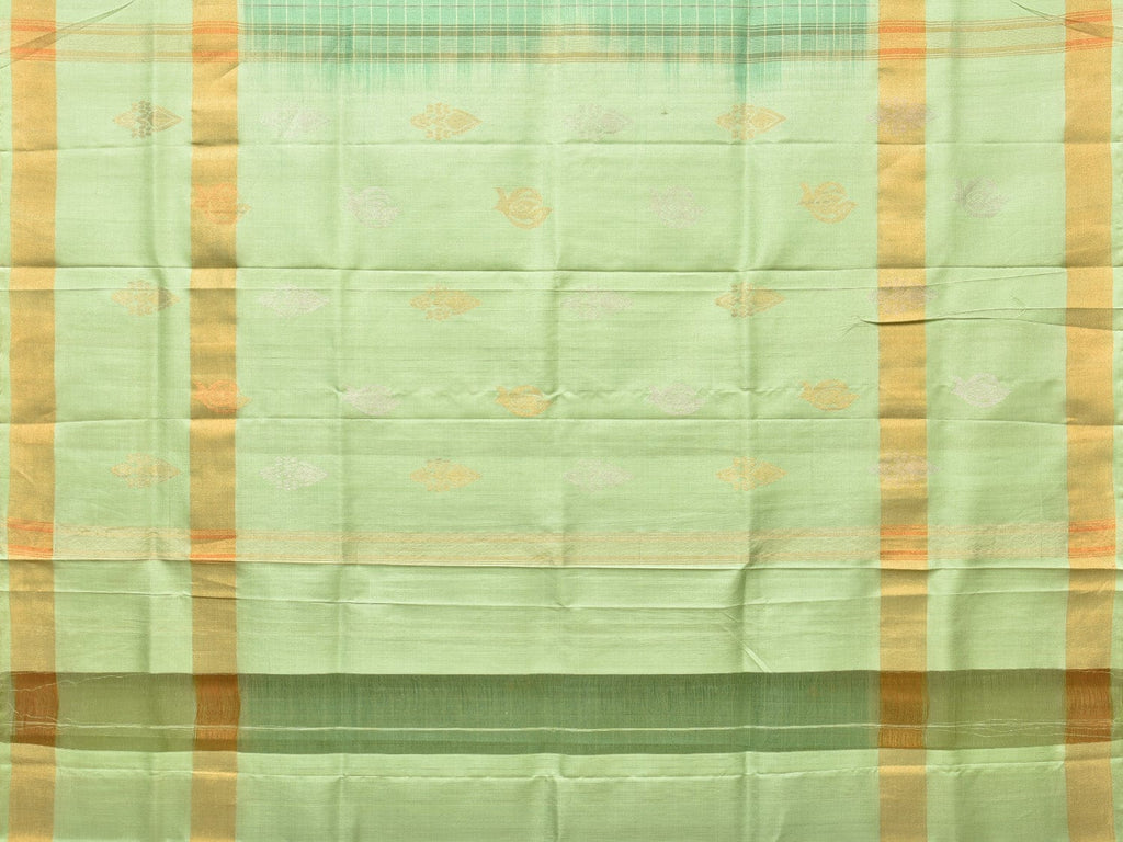 Light Green Uppada Silk Handloom Saree with Checks and Buta Design u2078