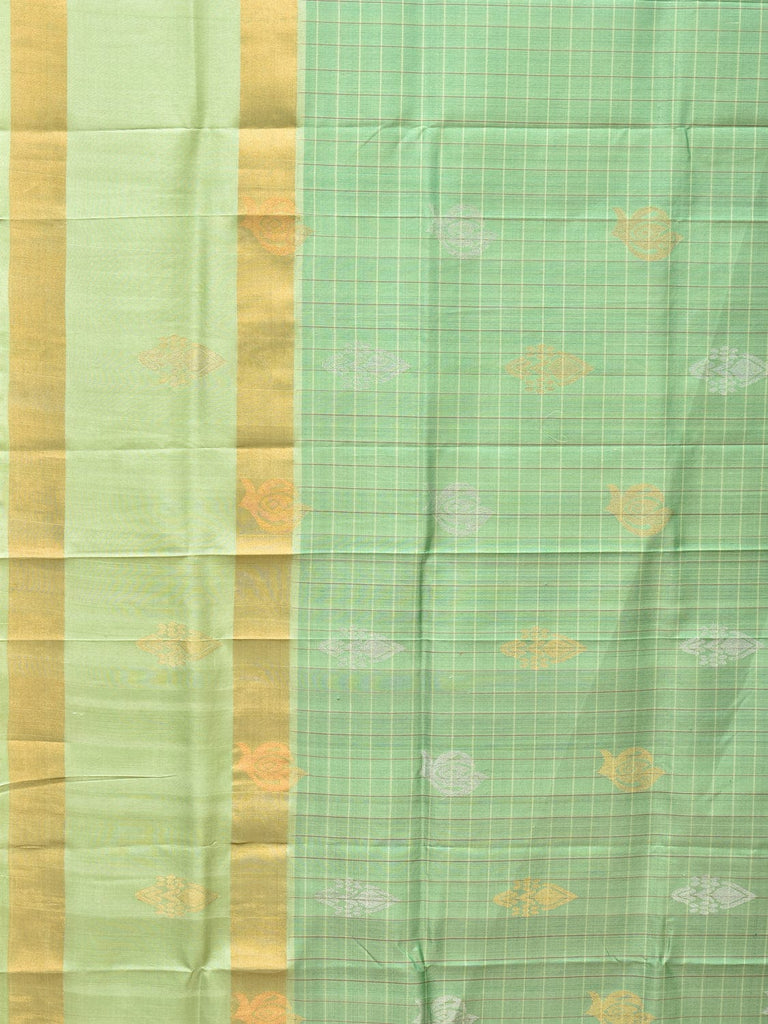 Light Green Uppada Silk Handloom Saree with Checks and Buta Design u2078