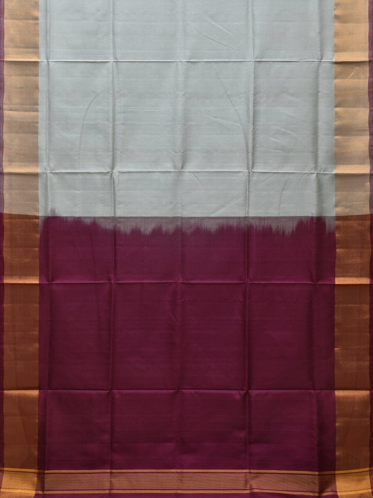 Light Grey and Purple Uppada Silk Handloom Plain Saree with Contrast Pallu Design u2145