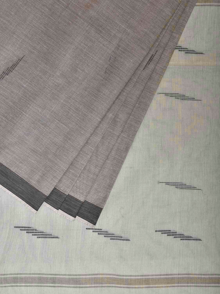 Light Grey and Sea Green Venkatagiri Cotton Saree with Pallu Buta Design v0123