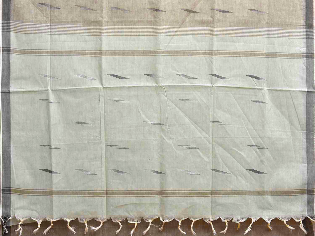 Light Grey and Sea Green Venkatagiri Cotton Saree with Pallu Buta Design v0123