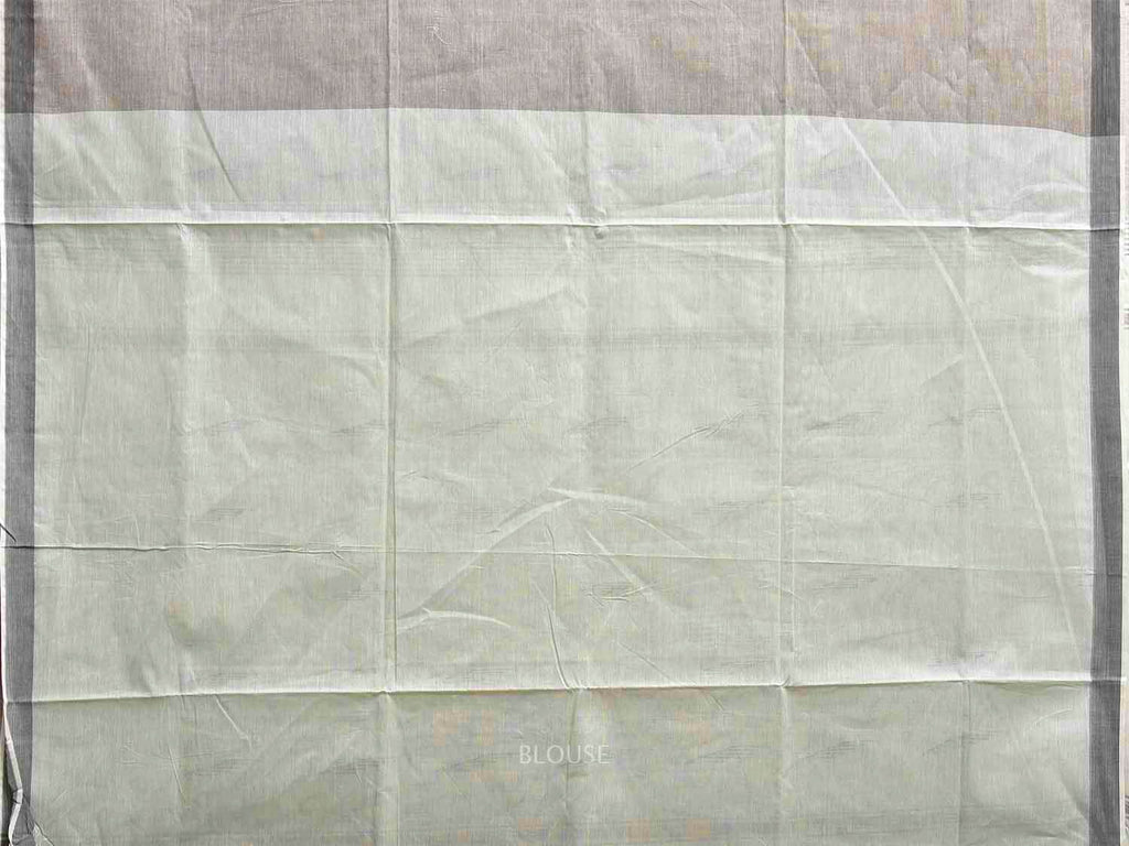 Light Grey and Sea Green Venkatagiri Cotton Saree with Pallu Buta Design v0123