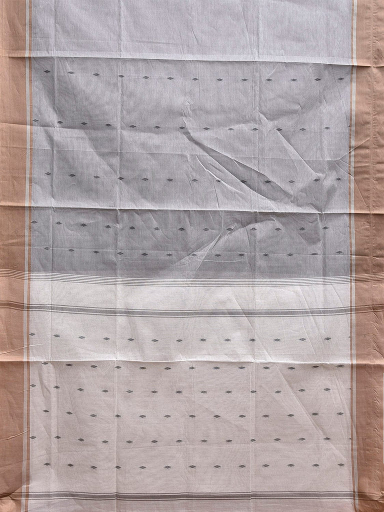 Light Grey and White Venkatagiri Cotton Saree with Body and Pallu Buta Design v0124