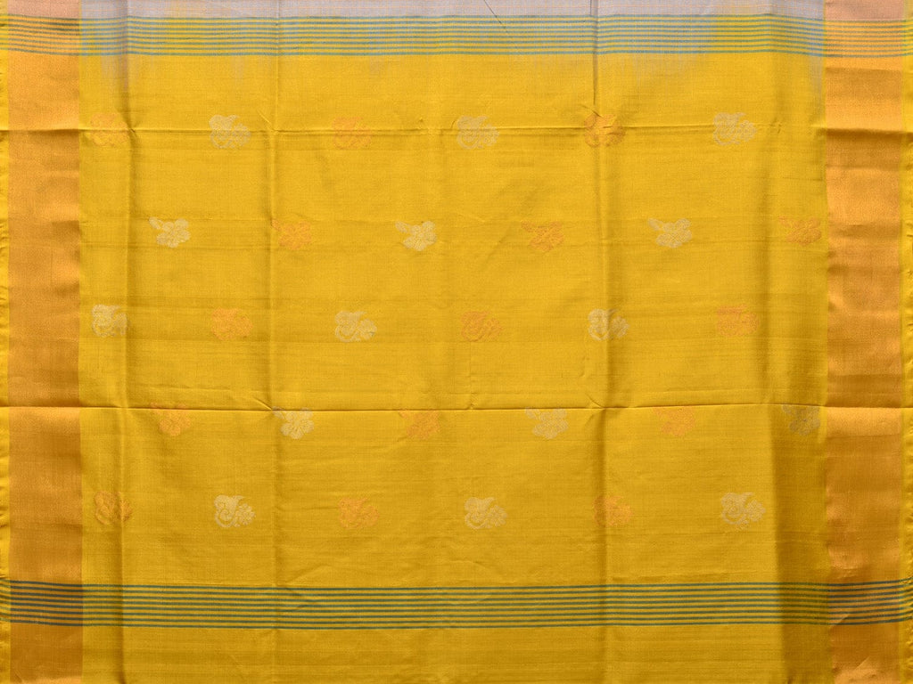 Light Grey and Yellow Uppada Silk Handloom Saree with Body Buta and Checks Design u2122