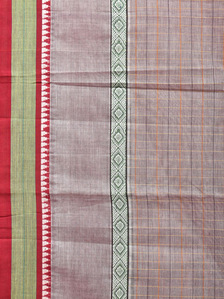 Light Grey Narayanpet Cotton Handloom Saree with Checks and Big Border Design No Blouse np0703
