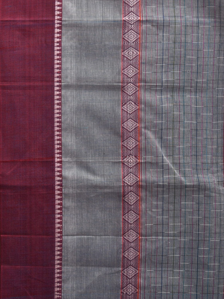 Light Grey Narayanpet Cotton Handloom Saree with Checks and Big Border Design No Blouse np0888