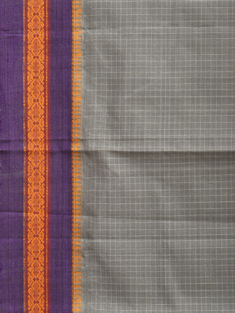 Light Grey Narayanpet Cotton Handloom Saree with Checks Design No Blouse np0854