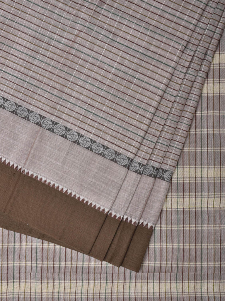 Light Grey Narayanpet Cotton Handloom Saree with Strips Design No Blouse np0807