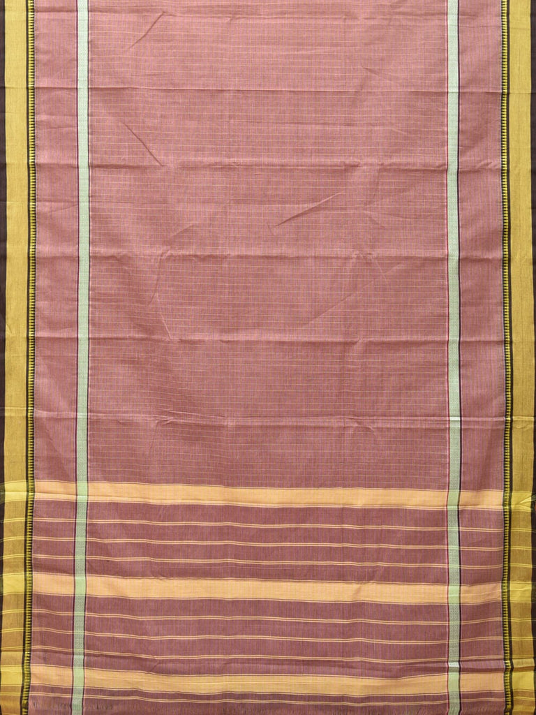 Light Mauve Narayanpet Cotton Handloom Saree with Checks and Big Border Design No Blouse np0701