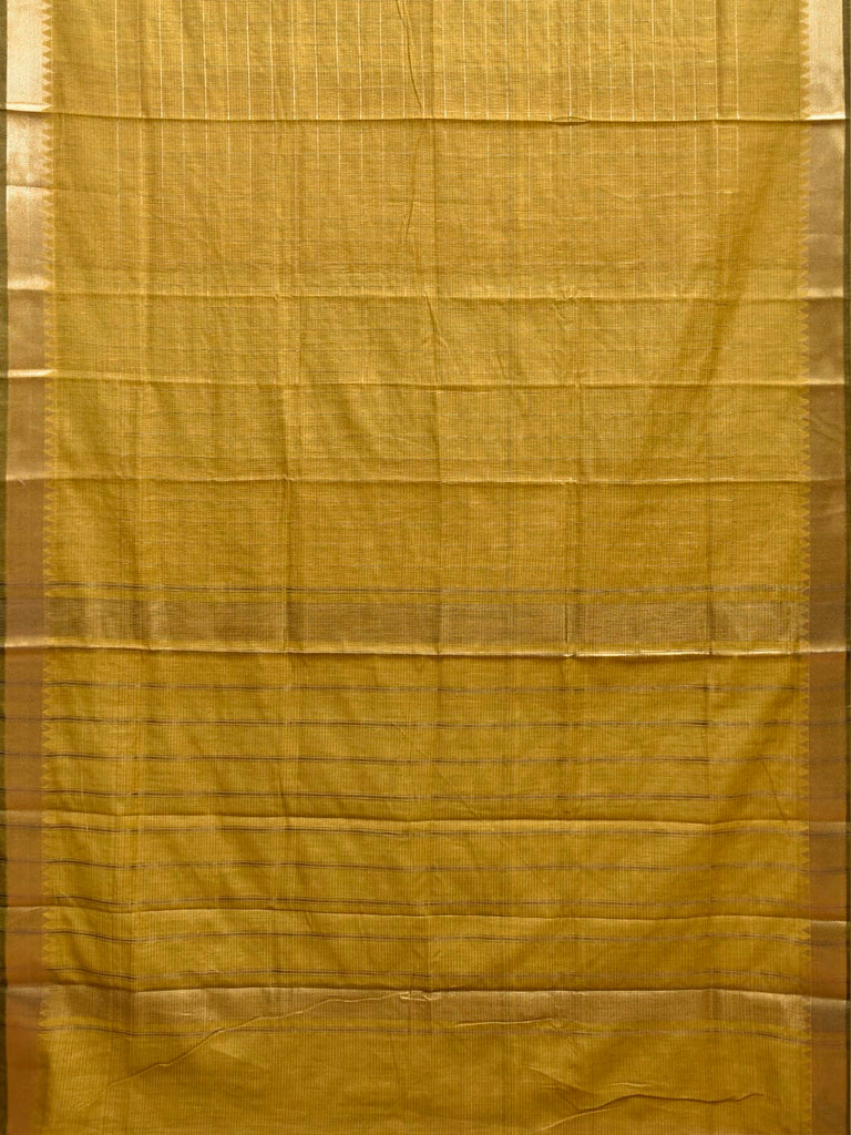 Light Olive Mangalgiri Cotton Viscose Saree with Checks Design mn0137