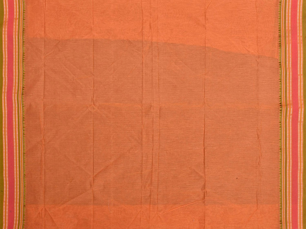 Light Orange and Green Bamboo Cotton Blouse with Plain Design Length 80cm Width 44 Inches BL0093