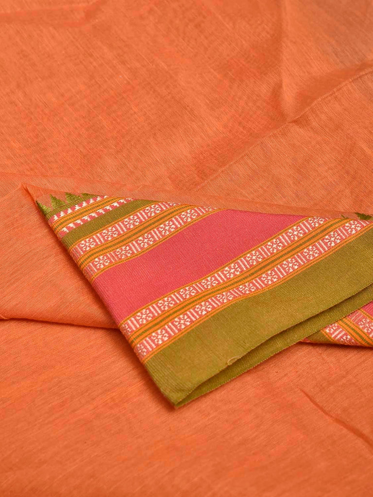 Light Orange and Green Bamboo Cotton Blouse with Plain Design Length 80cm Width 44 Inches BL0093