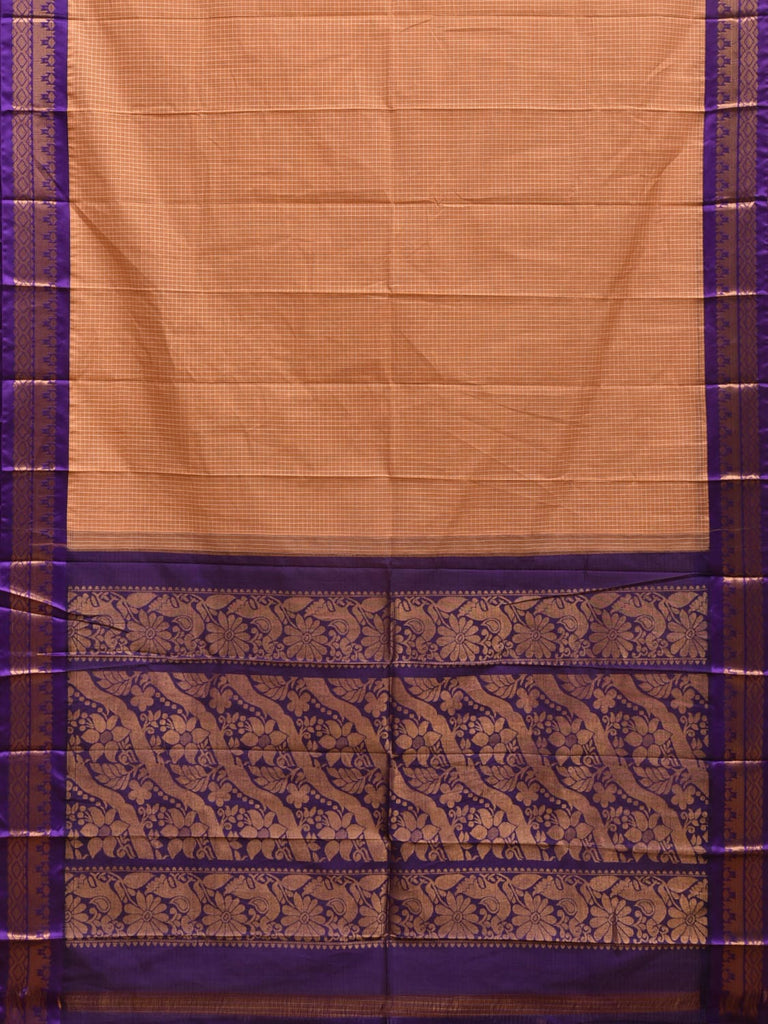 Light Orange and Violet Gadwal Cotton Handloom Saree with Border and Pallu Design No Blouse g0379