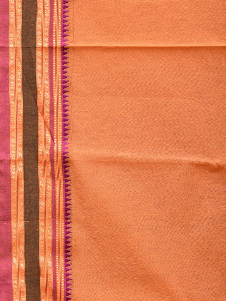 Light Orange Bamboo Cotton Plain Saree with Border Design No Blouse bc0196