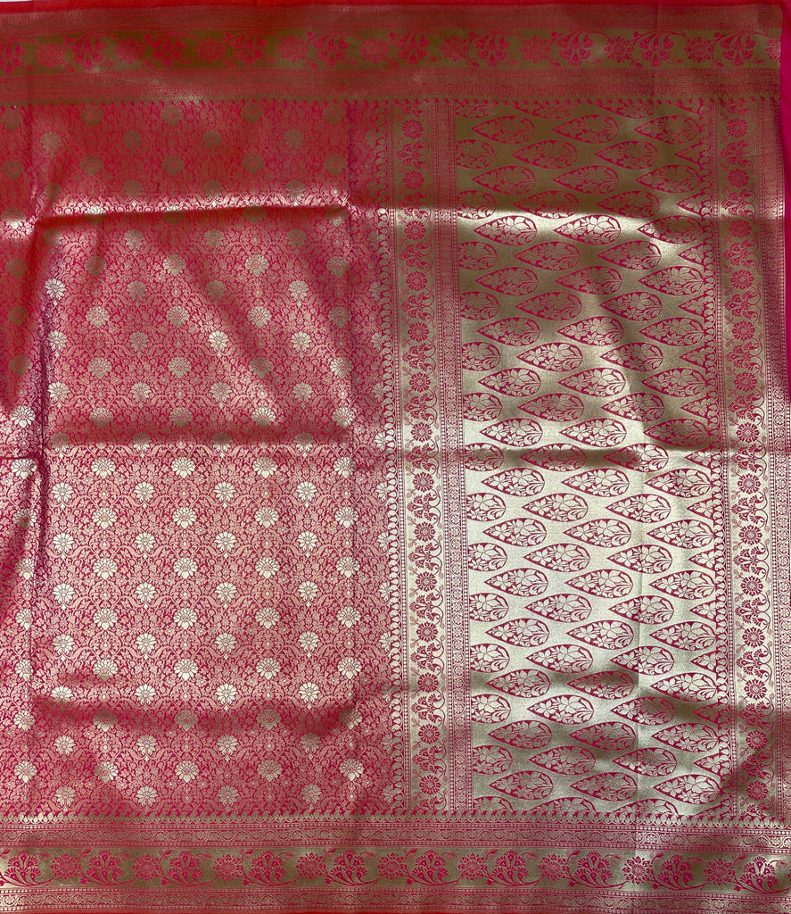 Light Pink Katan Banarasi Saree with Silver Zari Floral Weaving And Grand Pallu B0603ds