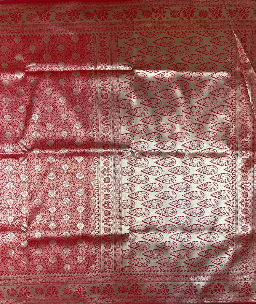 Light Pink Katan Banarasi Saree with Silver Zari Floral Weaving And Grand Pallu B0606ds