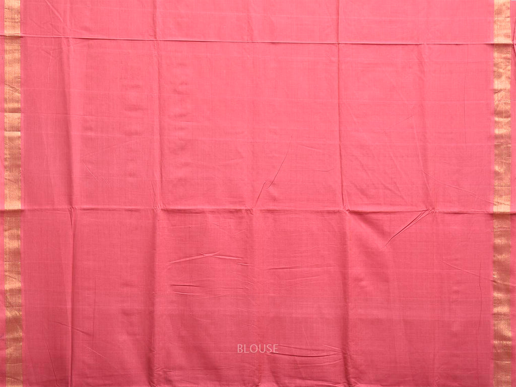 Light Pink Khadi Cotton Handloom Plain Saree with Zari Strips Pallu Design kh0716