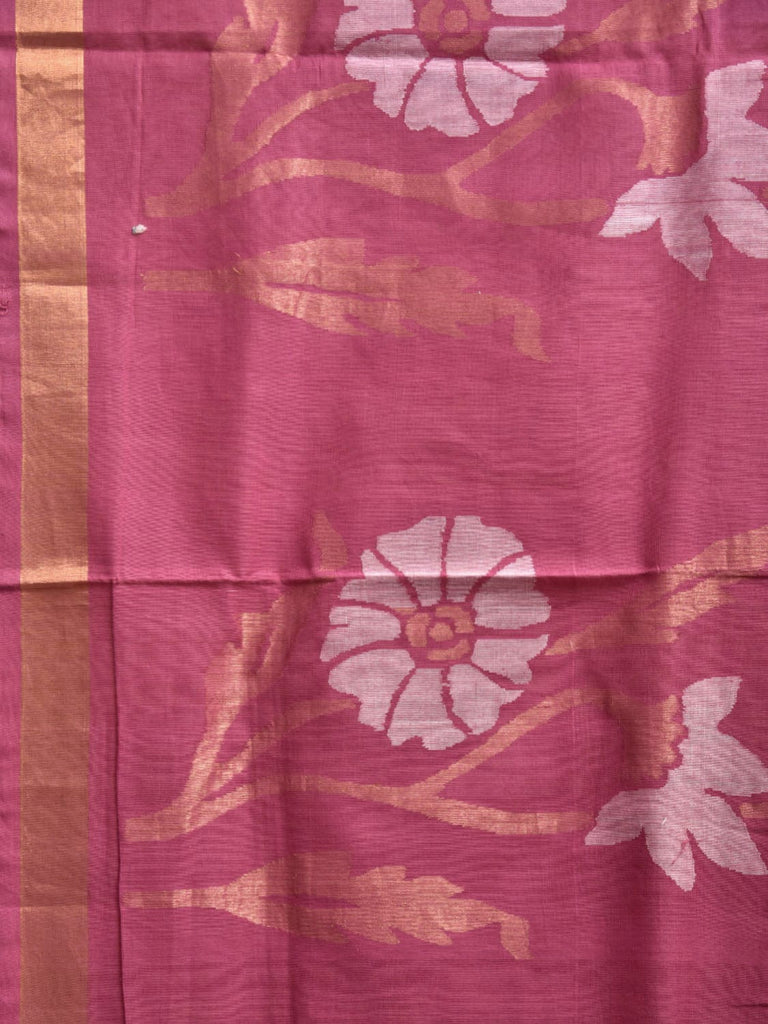Light Pink Khadi Cotton Handloom Saree with All Over Floral Design kh0710