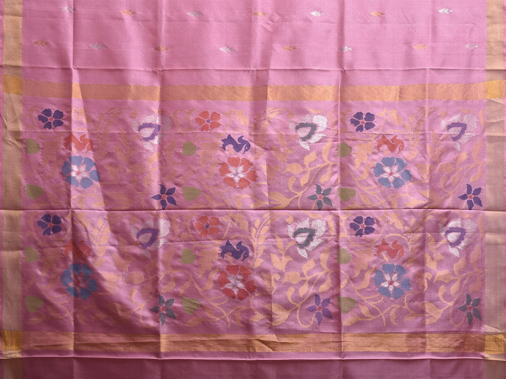Light Pink Uppada Silk Handloom Saree with Floral Pallu Design u2387