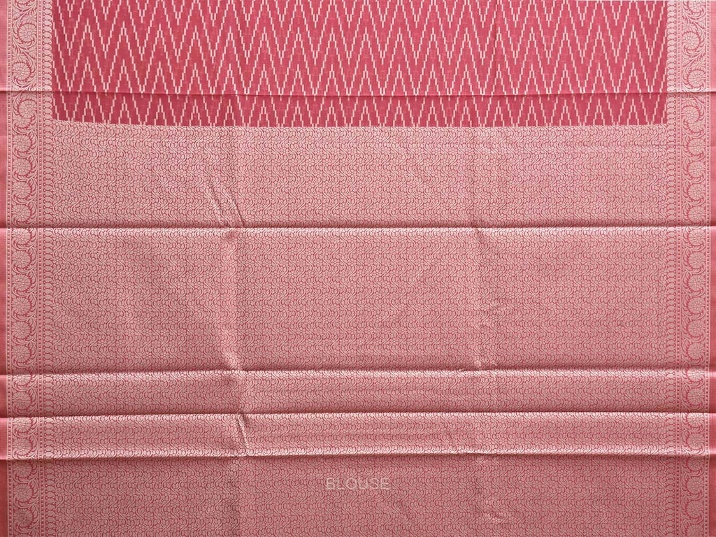 Light Red Dhakai Jamdani Cotton Viscose Saree with Zig-Zag and Mango Pallu Design dj0139